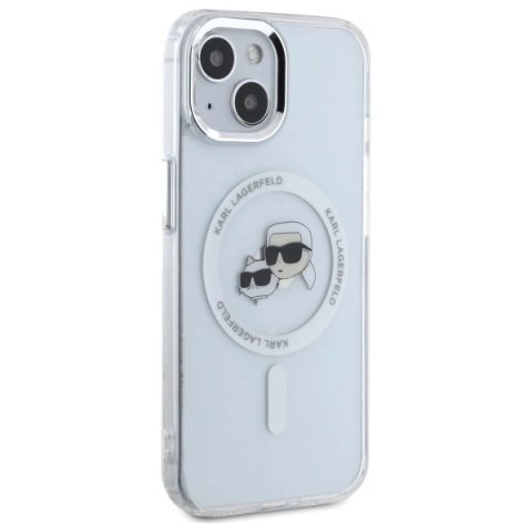 Etui Karl Lagerfeld IML Metal Karl&Choupette Head MagSafe na iPhone 15 - białe Etui Karl Lagerfeld IML Metal Karl&Choupette Head MagSafe na iPhone 15 - białe