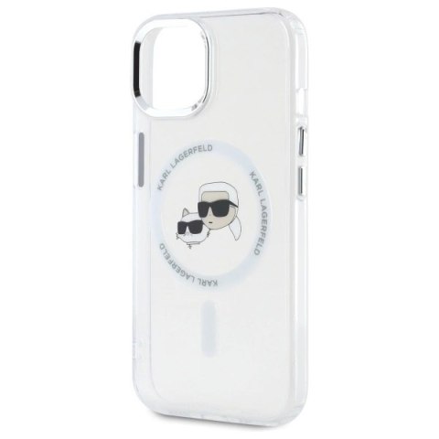 Etui Karl Lagerfeld IML Metal Karl&Choupette Head MagSafe na iPhone 15 - białe Etui Karl Lagerfeld IML Metal Karl&Choupette Head MagSafe na iPhone 15 - białe