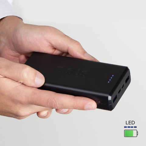 Fast charge powerbank: 20,000 mAh, 2 USBs Black Fast charge powerbank: 20,000 mAh, 2 USBs Black