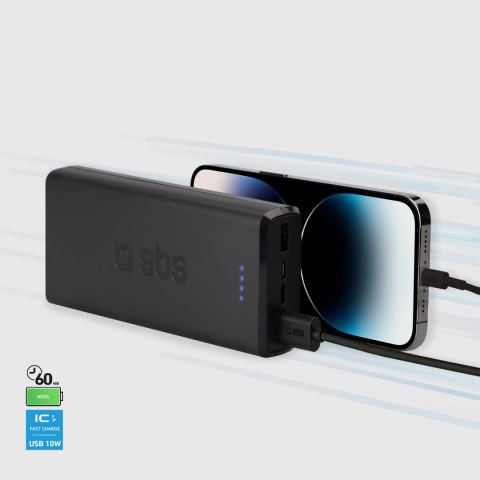 Fast charge powerbank: 20,000 mAh, 2 USBs Black Fast charge powerbank: 20,000 mAh, 2 USBs Black