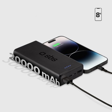 Fast charge powerbank: 20,000 mAh, 2 USBs Black Fast charge powerbank: 20,000 mAh, 2 USBs Black