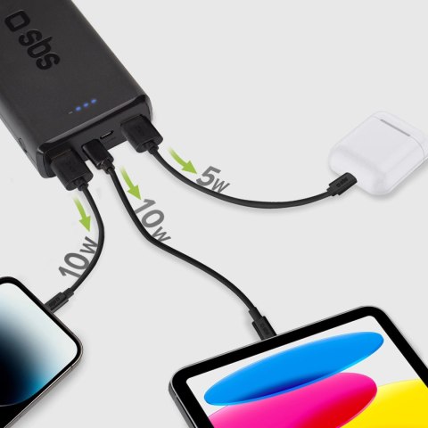 Fast charge powerbank: 20,000 mAh, 2 USBs Black Fast charge powerbank: 20,000 mAh, 2 USBs Black