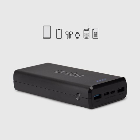 Fast charge powerbank: 20,000 mAh, 2 USBs Black Fast charge powerbank: 20,000 mAh, 2 USBs Black