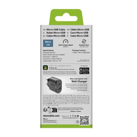 Kabel SBS LTHL200 USB-A - Micro-USB 1m - czarny Kabel SBS LTHL200 USB-A - Micro-USB 1m - czarny