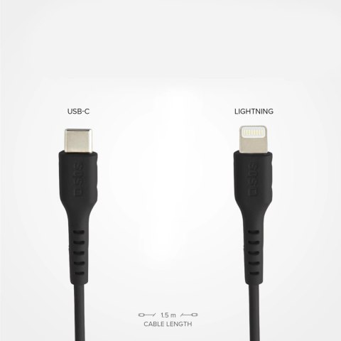 Kabel SBS TECABLELIGTC1K USB-C - Lightning 1m - czarny Kabel SBS TECABLELIGTC1K USB-C - Lightning 1m - czarny