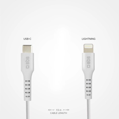 Kabel SBS TECABLELIGTC1W USB-C - Lightning z certyfikatem MFi, 1m - biały Kabel SBS TECABLELIGTC1W USB-C - Lightning z certyfikatem MFi, 1m - biały