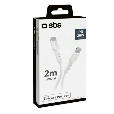 Kabel SBS TECABLELIGTC2W USB-C - Lightning 2 m - biały Kabel SBS TECABLELIGTC2W USB-C - Lightning 2 m - biały