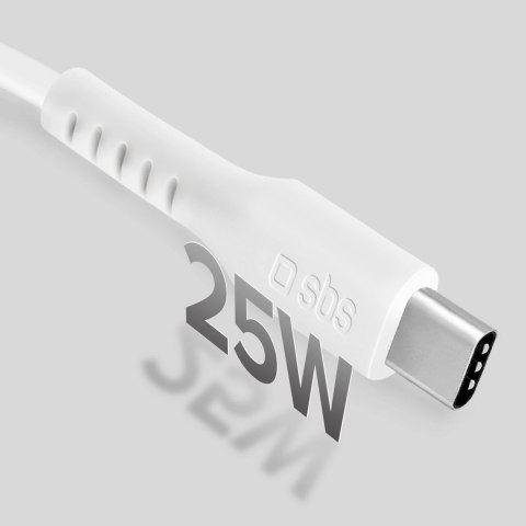 Kabel SBS TECABLETCC10W USB-C - USB-C Power Delivery 25W 1 m - biały Kabel SBS TECABLETCC10W USB-C - USB-C Power Delivery 25W 1 m - biały