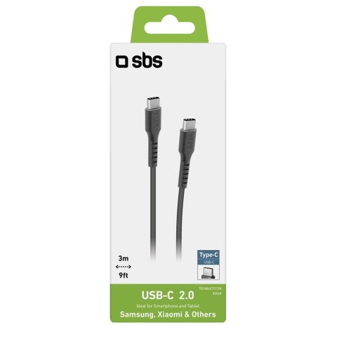 Kabel SBS TECABLETCC3M USB-C - USB-C 3m - czarny Kabel SBS TECABLETCC3M USB-C - USB-C 3m - czarny