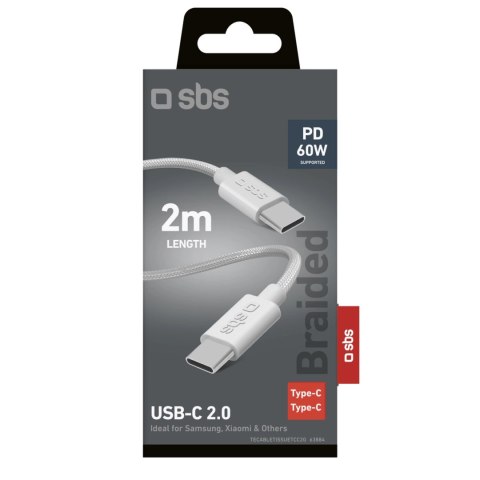 Kabel SBS TECABLETISSUETCC2G 2 x USB-C 2m 60W z Power Delivery - szary Kabel SBS TECABLETISSUETCC2G 2 x USB-C 2m 60W z Power Delivery - szary