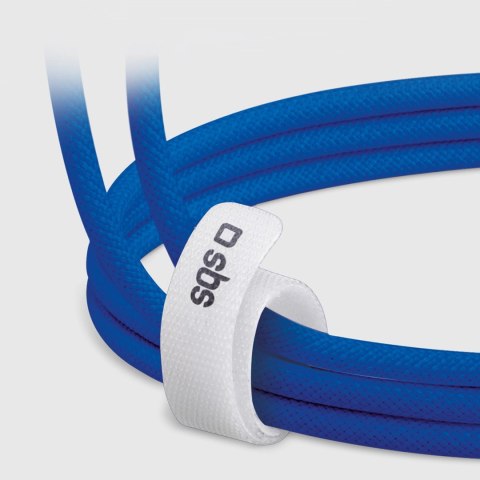 Kabel SBS TECABLETISSUETCCB USB-C - USB-C 1,5m 60W w oplocie - niebieski Kabel SBS TECABLETISSUETCCB USB-C - USB-C 1,5m 60W w oplocie - niebieski