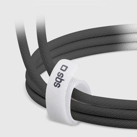 Kabel SBS TECABLETISSUETCCK USB-C - USB-C 1,5m 60W w oplocie - czarny Kabel SBS TECABLETISSUETCCK USB-C - USB-C 1,5m 60W w oplocie - czarny