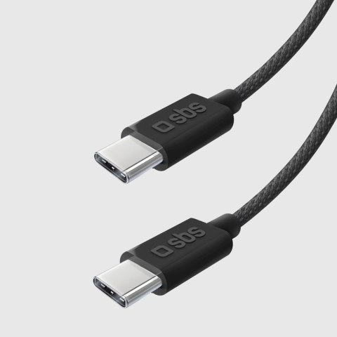 Kabel SBS TECABLETISSUETCCK USB-C - USB-C 1,5m 60W w oplocie - czarny Kabel SBS TECABLETISSUETCCK USB-C - USB-C 1,5m 60W w oplocie - czarny