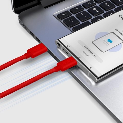 Kabel SBS TECABLETISSUETCCR USB-C - USB-C 1,5m 60 W w oplocie - czerwony Kabel SBS TECABLETISSUETCCR USB-C - USB-C 1,5m 60 W w oplocie - czerwony