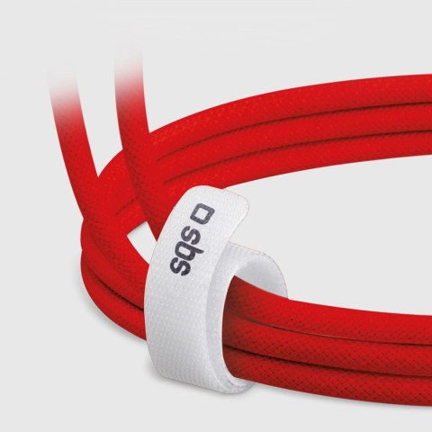 Kabel SBS TECABLETISSUETCCR USB-C - USB-C 1,5m 60 W w oplocie - czerwony Kabel SBS TECABLETISSUETCCR USB-C - USB-C 1,5m 60 W w oplocie - czerwony