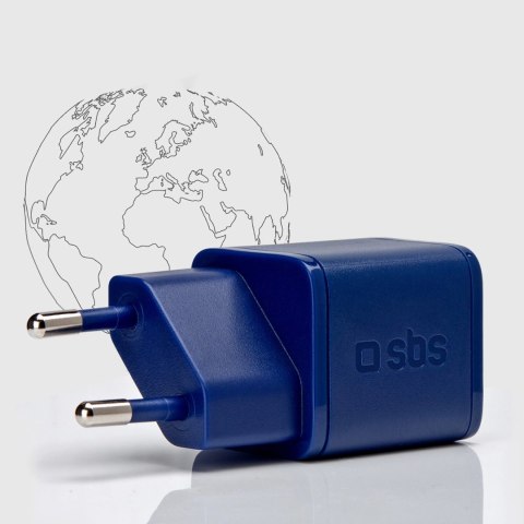 Ładowarka sieciowa SBS TETRGAN1C20B 20W GaN z Power Delivery - niebieska