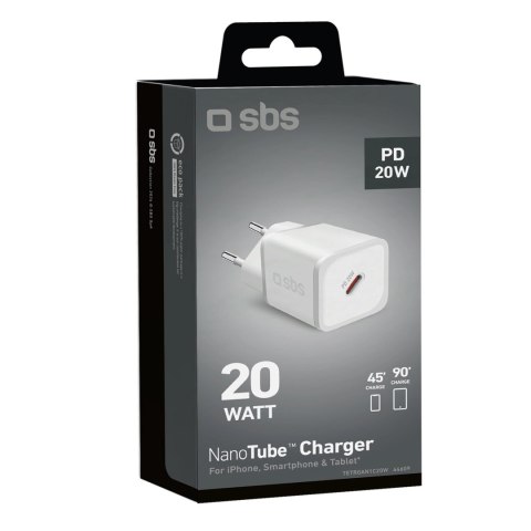 Ładowarka sieciowa SBS TETRGAN1C20W 20W GaN z Power Delivery - biała Ładowarka sieciowa SBS TETRGAN1C20W 20W GaN z Power Delivery - biała