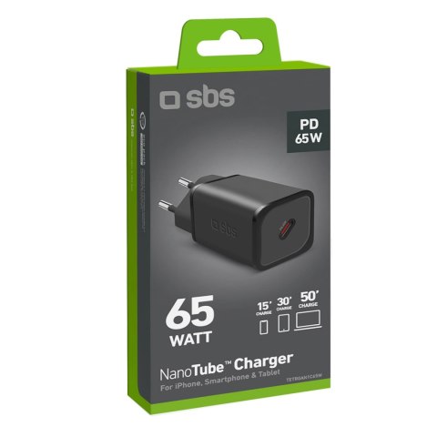 Ładowarka sieciowa SBS TETRGAN1C65W 65W GaN z Power Delivery - czarna Ładowarka sieciowa SBS TETRGAN1C65W 65W GaN z Power Delivery - czarna