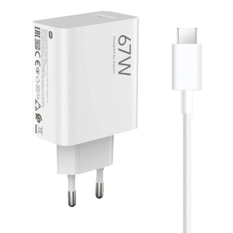 Ładowarka sieciowa Xiaomi BHR9465EU 67W 6.2A USB-A z kablem USB-C - biała Ładowarka sieciowa Xiaomi BHR9465EU 67W 6.2A USB-A z kablem USB-C - biała