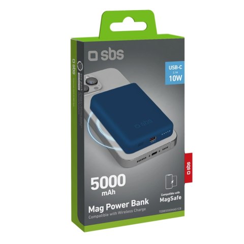 Powerbank SBS TEBB5000MAG1CB 5000 mAh kompatybilny z MagSafe - niebieski Powerbank SBS TEBB5000MAG1CB 5000 mAh kompatybilny z MagSafe - niebieski