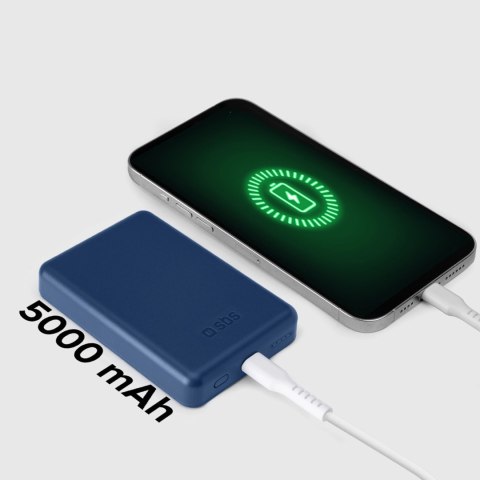 Powerbank SBS TEBB5000MAG1CB 5000 mAh kompatybilny z MagSafe - niebieski Powerbank SBS TEBB5000MAG1CB 5000 mAh kompatybilny z MagSafe - niebieski