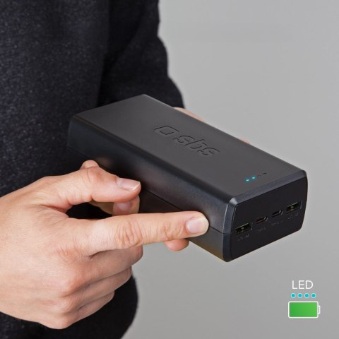 Powerbank SBS TTBB30000PD20K 30000 mAh 2 x USB-C 2 x USB-A - czarny Powerbank SBS TTBB30000PD20K 30000 mAh 2 x USB-C 2 x USB-A - czarny