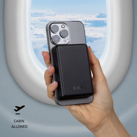 Powerbank beprzewodowy SBS TEBB5000MAG1CK 5000 mAh USB-C, kompatybilny z MagSafe - czarny Powerbank beprzewodowy SBS TEBB5000MAG1CK 5000 mAh USB-C, kompatybilny z MagSafe - czarny