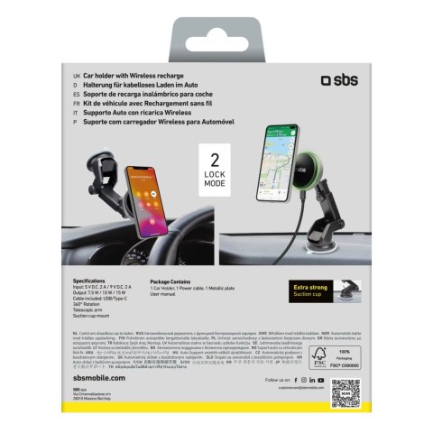 Teleskopowy uchwyt na smartfona SBS TESUPMAGEXTWIR15W z ładowarką bezprzewodową, kompatybilny z MagSafe, na szybę i deskę rozdzi Teleskopowy uchwyt na smartfona SBS TESUPMAGEXTWIR15W z ładowarką bezprzewodową, kompatybilny z MagSafe, na szybę i deskę rozdzi