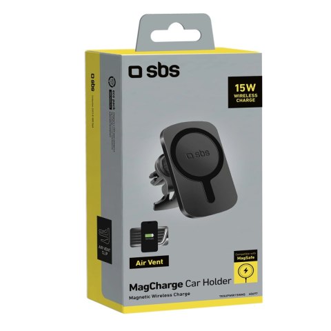 Uchwyt do smartfona z ładowarką SBS TESUPWIR15WMS kompatybilny z MagSafe - czarny