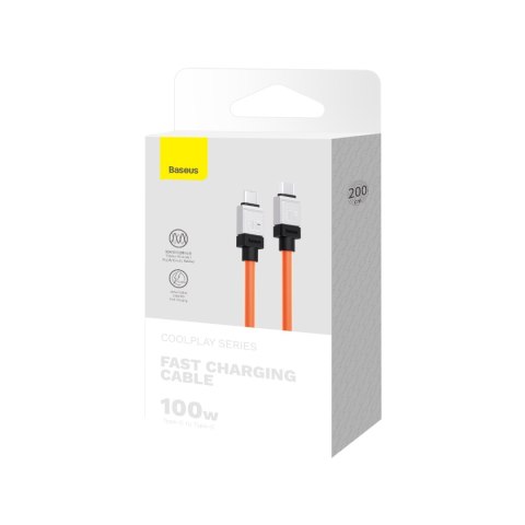 Baseus kabel CoolPlay USB-C - USB-C 2m 100W pomarańczowy Baseus kabel CoolPlay USB-C - USB-C 2m 100W pomarańczowy