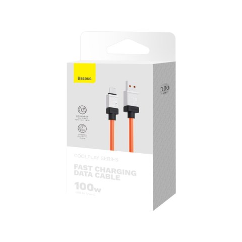 Baseus kabel CoolPlay USB - USB-C 1m 100W pomarańczowy Baseus kabel CoolPlay USB - USB-C 1m 100W pomarańczowy