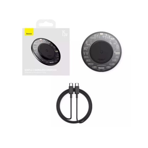 Baseus ładowarka indukcyjna Simple 2 15W czarna Baseus ładowarka indukcyjna Simple 2 15W czarna