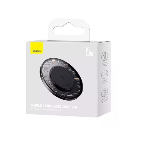 Baseus ładowarka indukcyjna Simple 2 15W czarna Baseus ładowarka indukcyjna Simple 2 15W czarna