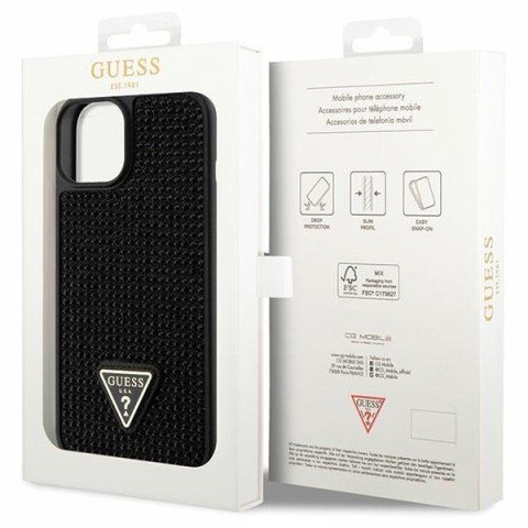 Guess nakładka do iPhone 14 6,1" GUHCP14SHDGTPK czarna hardcase Rhinestone Triangle