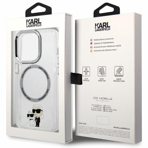 Karl Lagerfeld nakładka do iPhone 13 Pro 6,1" KLHMP13LHNKCIT transparentna hardcase Magsafe IML NFT Karl & Choupette