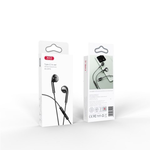 XO słuchawki przewodowe EP72 USB-C douszne czarne XO słuchawki przewodowe EP72 USB-C douszne czarne