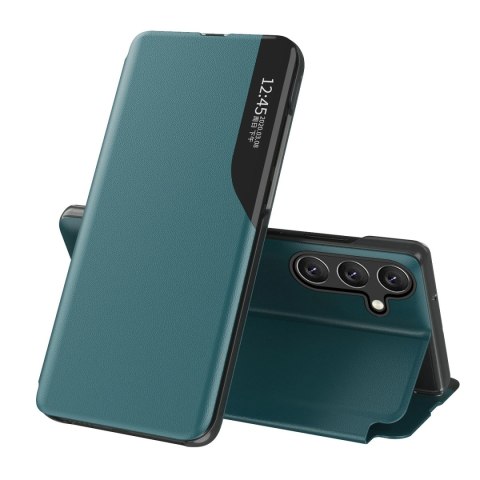 Etui Eco Leather View Case elegancki futerał z klapką i funkcją podstawki na Samsung Galaxy A36 - zielone