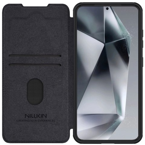 Etui Nillkin Qin Pro na Samsung Galaxy S25+ z klapką i osłoną aparatu - czarne Etui Nillkin Qin Pro na Samsung Galaxy S25+ z klapką i osłoną aparatu - czarne
