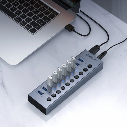 Hub Orico BT2U3-16AB 16x USB-A 3.0 z włącznikami - szary Hub Orico BT2U3-16AB 16x USB-A 3.0 z włącznikami - szary