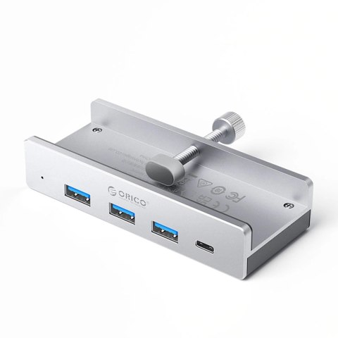 Hub Orico MH4PC montowany na zacisk USB-C / 3x USB-A 3.0 + 1x USB-C 3.0 - srebrny Hub Orico MH4PC montowany na zacisk USB-C / 3x USB-A 3.0 + 1x USB-C 3.0 - srebrny