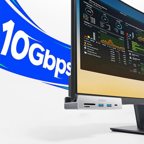 Hub Orico MH5PC montowany na zacisk USB-C / 2x USB-A 3.2 + 1x USB-C 3.2 + 1x SD&TF - srebrny Hub Orico MH5PC montowany na zacisk USB-C / 2x USB-A 3.2 + 1x USB-C 3.2 + 1x SD&TF - srebrny