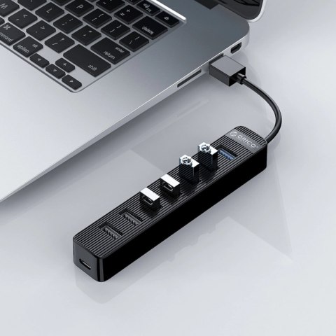 Hub Orico TWU32-4A USB-A 3.0 / 4x USB-A 3.0 + 3x USB-A 2.0 + USB-C 5V/3A - czarny Hub Orico TWU32-4A USB-A 3.0 / 4x USB-A 3.0 + 3x USB-A 2.0 + USB-C 5V/3A - czarny