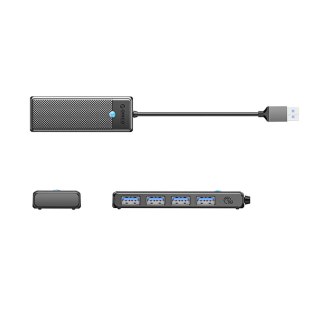 Hub USB-A Orico PAPW4A-C3 stacja dokująca 4x USB-A 3.0 - czarny