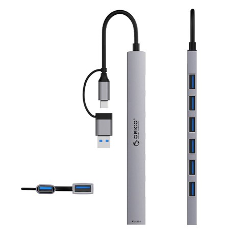 Hub USB-A/USB-C Orico YSA2-U3 stacja dokująca 1x USB-A 3.0 + 6x USB-A 2.0 - szary Hub USB-A/USB-C Orico YSA2-U3 stacja dokująca 1x USB-A 3.0 + 6x USB-A 2.0 - szary