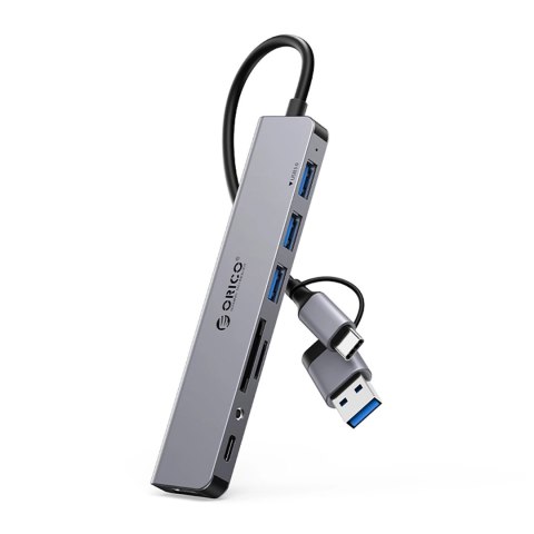 Hub USB-A/USB-C Orico YSA8-U3 stacja dokująca 3x USB-A 2.0 + 1x USB-A 3.0 + 1x USB-C 2.0 + 1x 3,5mm audio + 2x TF&SD - szary Hub USB-A/USB-C Orico YSA8-U3 stacja dokująca 3x USB-A 2.0 + 1x USB-A 3.0 + 1x USB-C 2.0 + 1x 3,5mm audio + 2x TF&SD - szary
