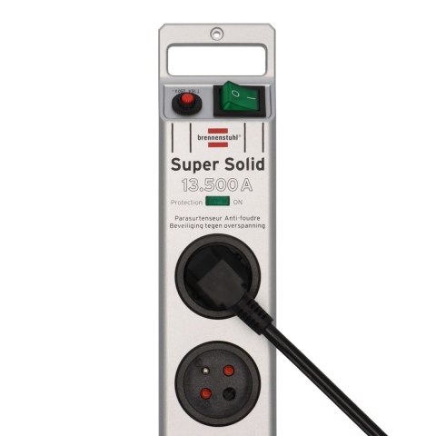Listwa antyprzepięciowa Brennenstuhl Super-Solid 8 gniazd 2,5m 13.500A - srebrna Listwa antyprzepięciowa Brennenstuhl Super-Solid 8 gniazd 2,5m 13.500A - srebrna