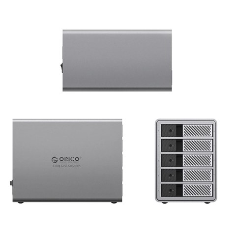 Macierz dyskowa Orico 9858T3 5 Big DAS Solution ProThunder z Thunderbolt 3 na 5 dysków 2,5"/3.5" SATA HDD/SSD - szara Macierz dyskowa Orico 9858T3 5 Big DAS Solution ProThunder z Thunderbolt 3 na 5 dysków 2,5"/3.5" SATA HDD/SSD - szara