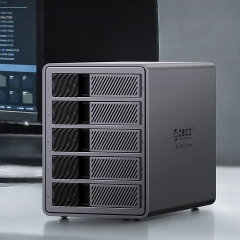 Macierz dyskowa Orico 9858T3 5 Big DAS Solution ProThunder z Thunderbolt 3 na 5 dysków 2,5"/3.5" SATA HDD/SSD - szara Macierz dyskowa Orico 9858T3 5 Big DAS Solution ProThunder z Thunderbolt 3 na 5 dysków 2,5"/3.5" SATA HDD/SSD - szara