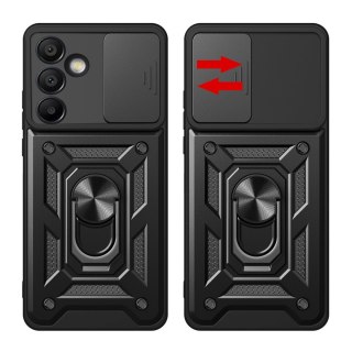 Pancerne etui Hybrid Armor Camshield z podstawką i osłoną aparatu na Samsung Galaxy A36 - czarne