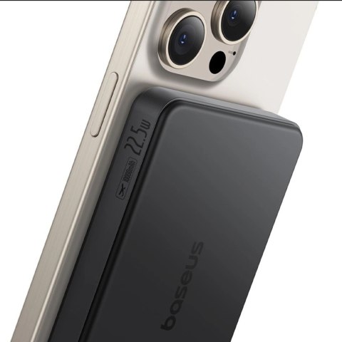Powerbank Baseus Airpow II 10000mAh Qi2 z MagSafe 22,5W z kablem Baseus Simple Series USB-C - USB-C 20V/3A (30cm) - czarny Powerbank Baseus Airpow II 10000mAh Qi2 z MagSafe 22,5W z kablem Baseus Simple Series USB-C - USB-C 20V/3A (30cm) - czarny